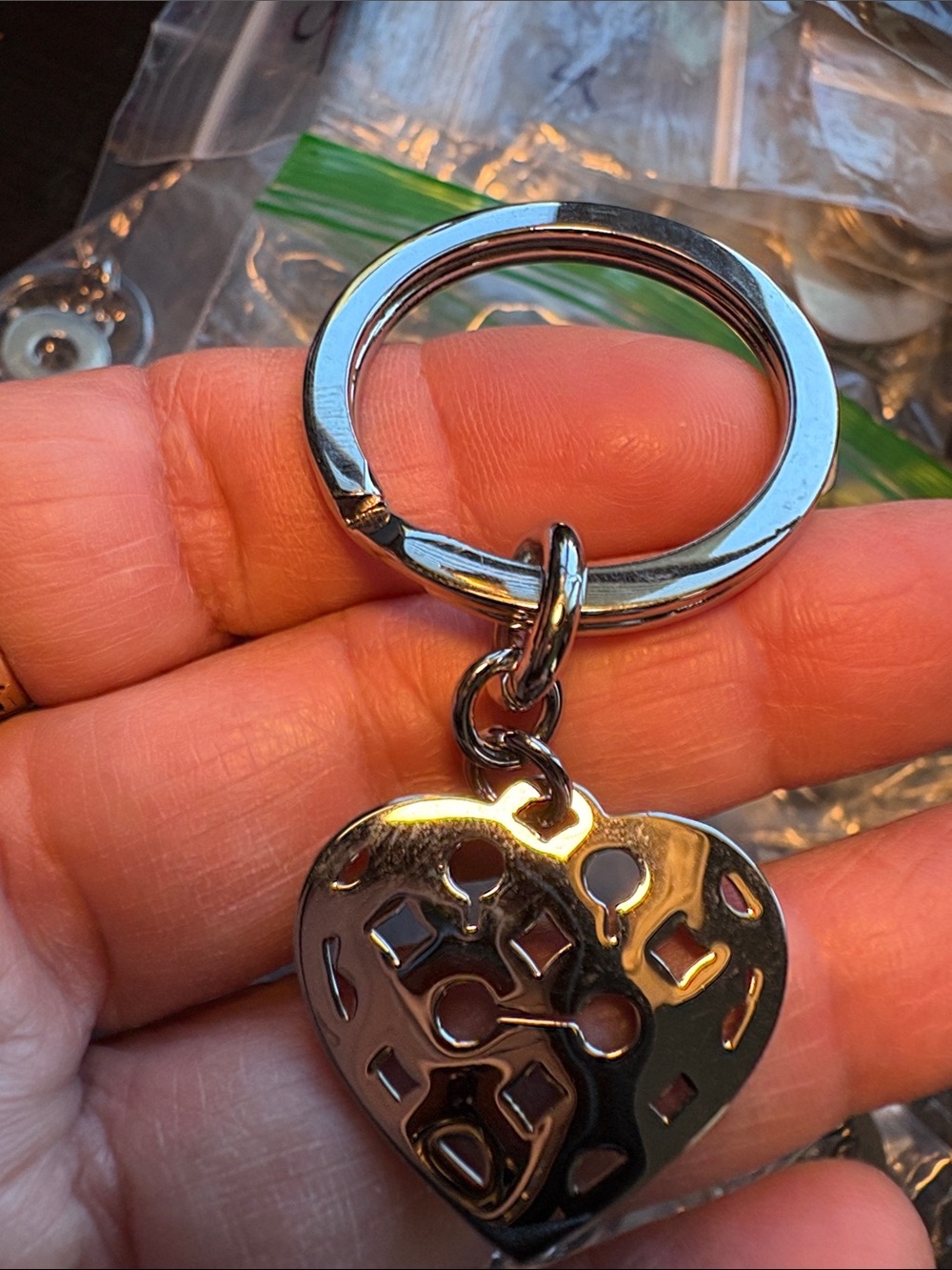 Coach Silver Heart Logo Keyring - Picture 2 of 2
